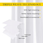 NICETOWN 50% Blackout Pure White Sliding Glass Curtains 2 Panels Set - Image 3