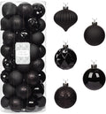 Every Day is Christmas Ornaments, Shatterproof Christmas Tree Ornament Set, Christmas Balls Decoration 50 Count (2.24"/57mm, New Black)