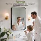FARMER 20x28 Inch Black Bathroom Mirror, Rectangle Vanity Mirror, Brushed Mirrors for Wall, Metal Frame Hanging Mirror with Round Corner for Bedrooms, Entryways, Living Rooms, Horizontal/Vertical