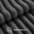 decorUhome Fall Faux Fur Throw Pillow Covers 24x24 Set of 2 Dark Grey | - Image 3