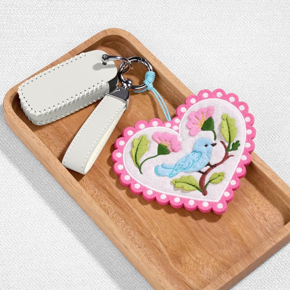 Lovepop Handmade Lively Bluebird HeartFelt Charm Card | Soft Felt Bird Keychain for Wallet, Handbag, Car Key, Home Decor | Ornaments, Bag Charms, Key Ring, Purse Accessories, Gift Toppers