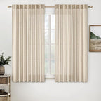 MIULEE Light Taupe Linen Curtains 52x45 Inch 2 Panels by MIULEE