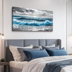 ZUITINGHUA Canvas Wall Art For Living Room Wall Decor For Bedroom Office Wall Decoration Sea Wave Landscape Painting Black And White Pictures Artwork Room Aesthetic Home Decor 20x40 In