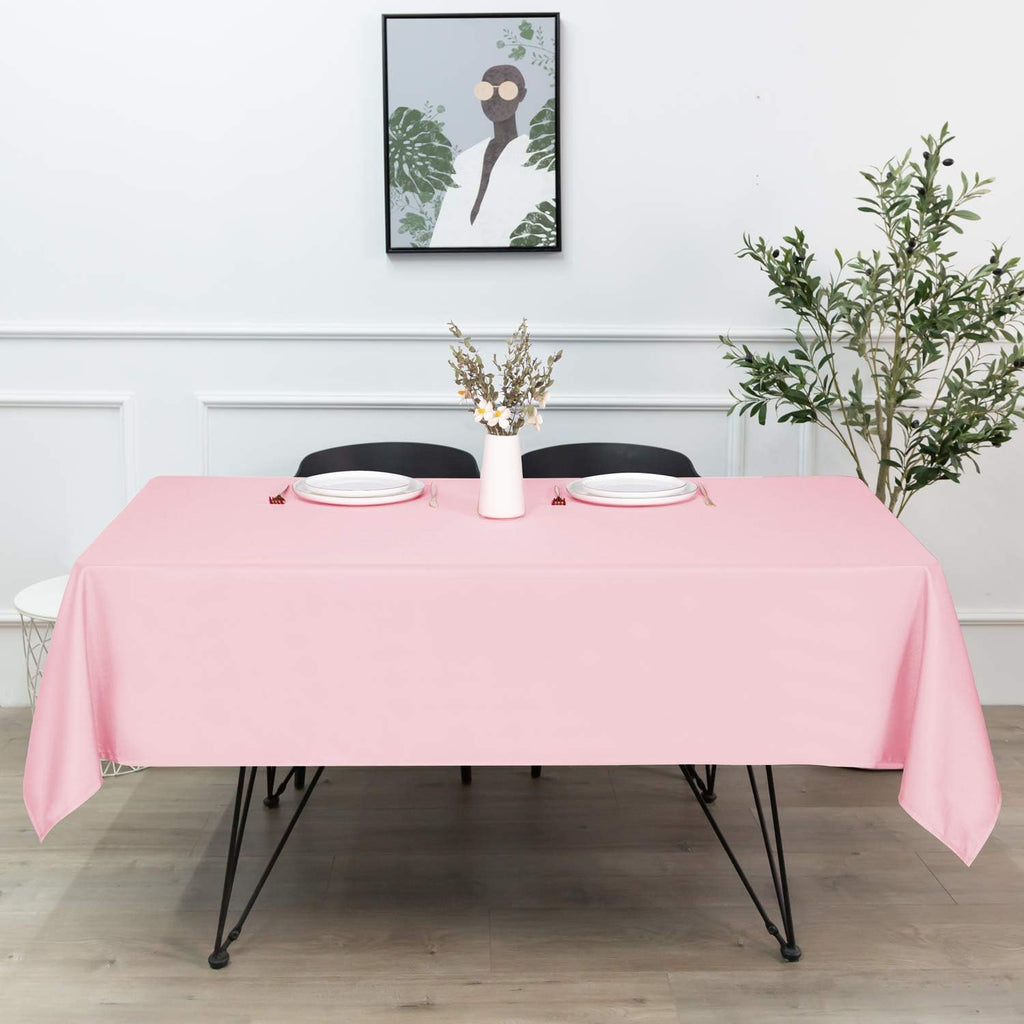 sancua Rectangle Tablecloth - 70 x 90 Inch - Stain and Wrinkle Resistant Washable Polyester Table Cloth, Decorative Fabric Table Cover for Dining Tables, Buffet Parties and Camping, Pink