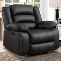 EBELLO Faux Leather Manual Recliner Chair, Single Reclining Sofa Chair Couch with 2 Concealed Cup Holders, Overstuffed Armrest Backrest for Living Room, Bedroom, Meeting Room, Black