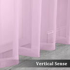 2 Pack Pink Sheer Curtains 63 Inch Length, Light Filtering Window Curtain - Image 5