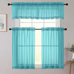 Cafe Curtains 36 Inch Length Tier 2 Pieces, Modern Soft Airy Sheer Kitchen - Image 8