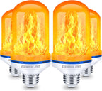CPPSLEE Upgraded LED Flame Light Bulbs, 4 Modes Flickering Light Bulbs, E26 Base Fire Flame Bulb for Halloween Decorations Outdoor, Christmas Lights Patio Indoor Home Decor (Yellow, 4 Pack)