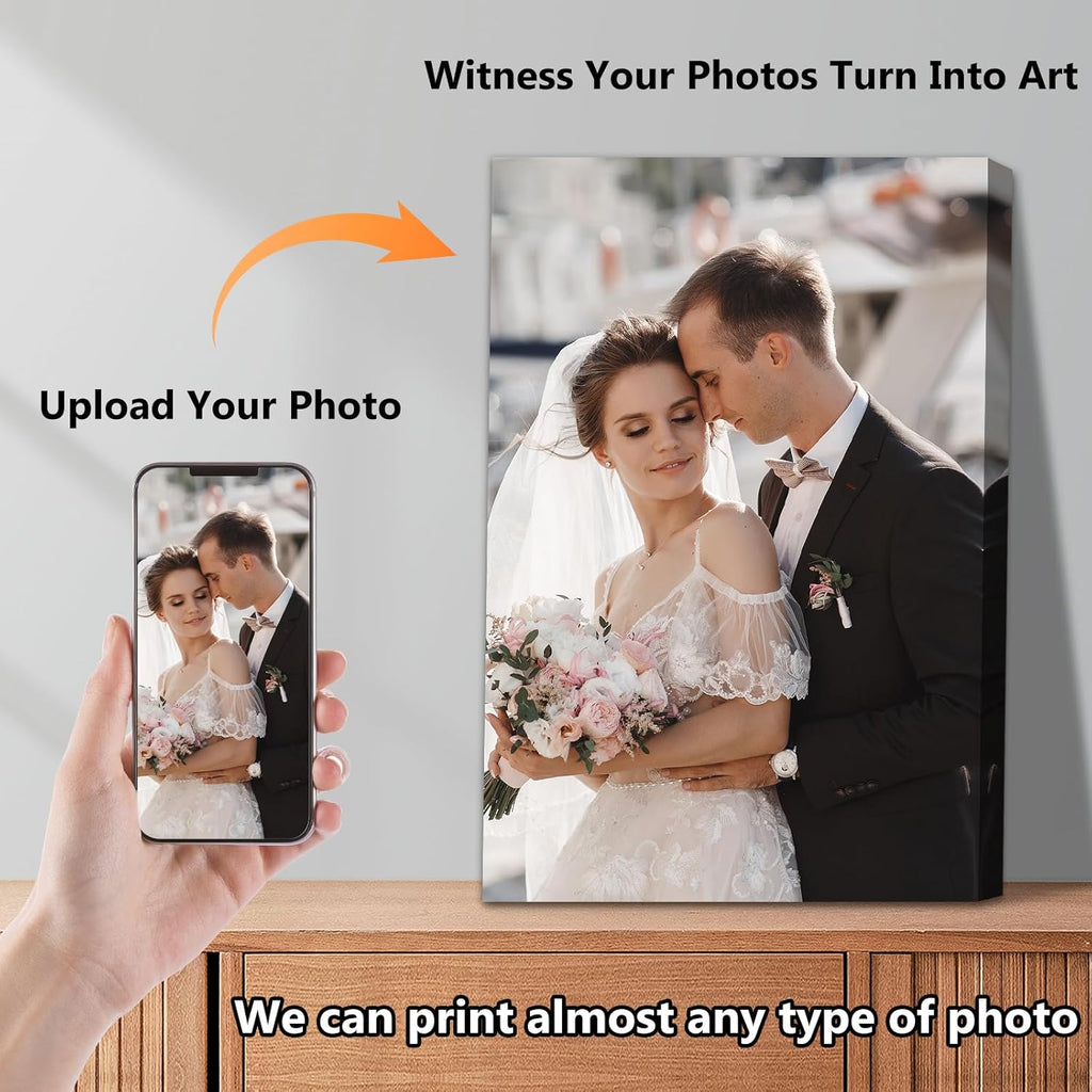 Personalized Custom Canvas Prints with Your Photos & Text, Customized Picture Print, Transform Own Images Into Framed Wall Art Digitally Printed Photo to Canvas, Keepsakes Gifts for Family 36x20’’