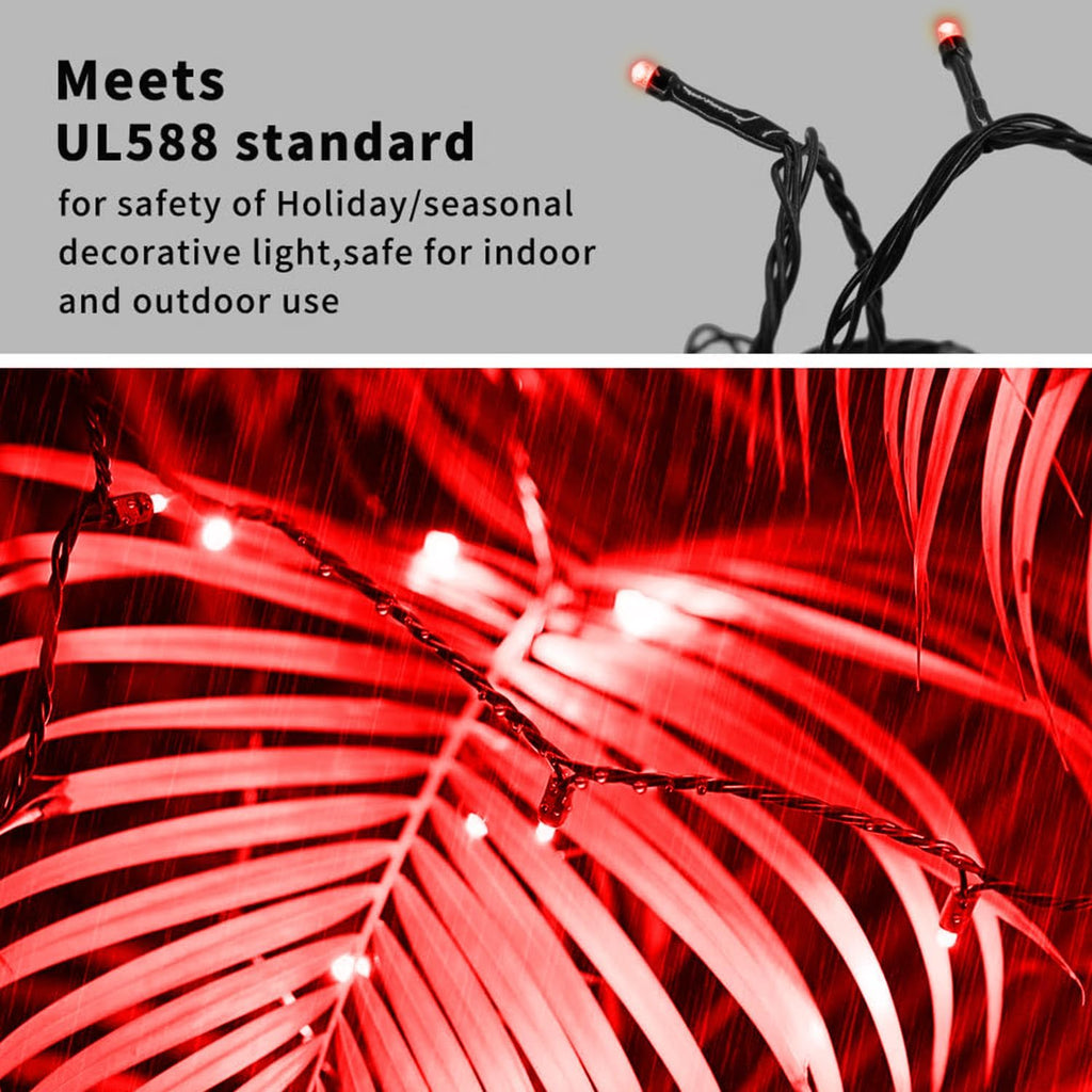 XTF2015 105ft 300 LED Christmas String Lights, End to End Plug 8 Modes Christmas Lights - UL Certified - Outdoor Indoor Fairy Light Christma s Tree, Patio, Garden, Party, Wedding, Holiday (Red)