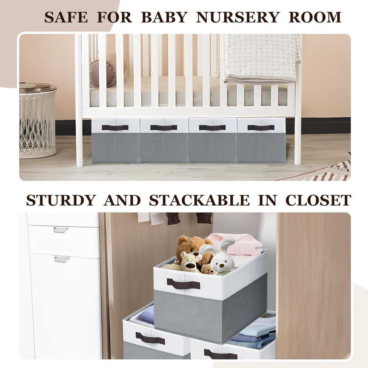Criusia Large Storage Baskets 8 Pack Versatile Fabric Storage Bins for Closet Cabinet Wardrobe Nursery Pantry | Nursery Organizer Bins for Baby Diaper Toys Clothes | Housewarming Mothers Day Gift