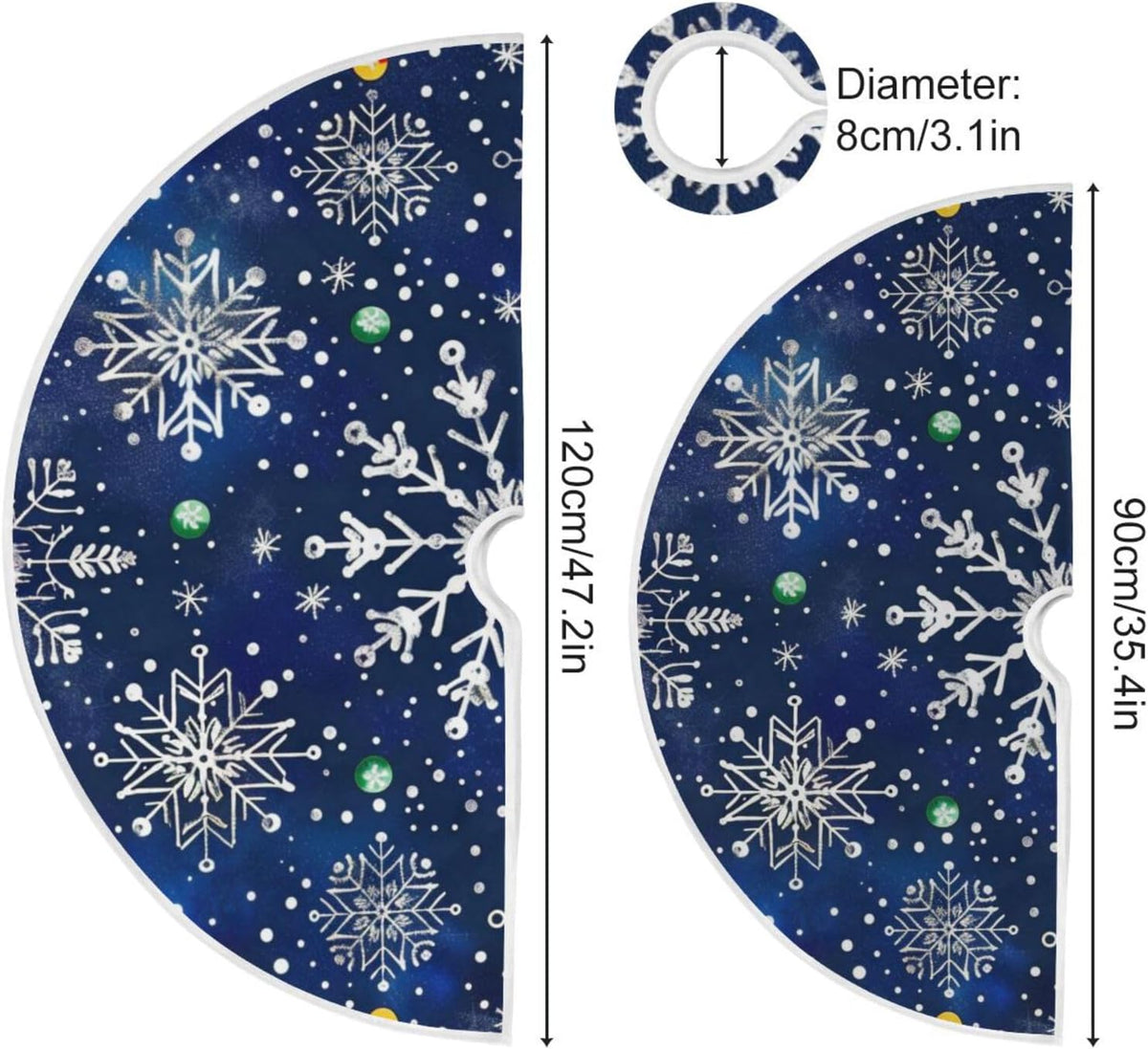 Christmas Tree Skirt, 36 Inch White Snowflakes Blue Background Xmas Tree Skirt for Christmas New Year Party Decorations Christmas Tree Mat