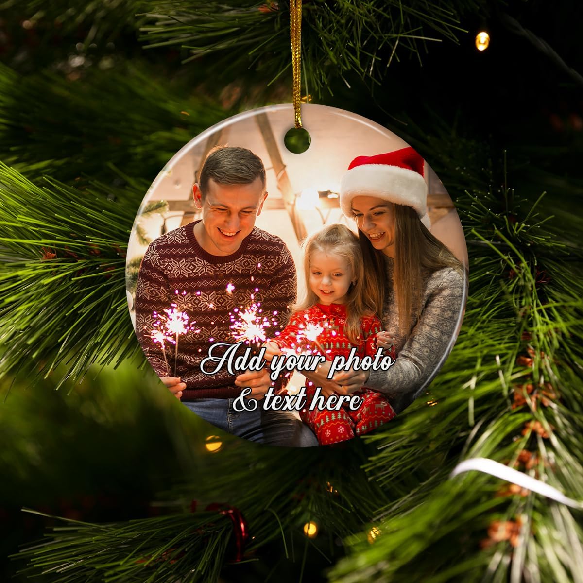 Personalized Christmas Ornament with Photo Picture Custom Ceramic Ornaments for Christmas Tree Create Your Own Ornament Keepsake Gifts Xmas Home Decorations