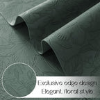 Romanstile Vinyl Placemats Set of 4-12 X 18 Inch - Heat Resistant Non-Slip Embossed Floral Place Mats 100% Waterproof Oilproof Wipeable Faux Leather Table Mats for Kitchen/Dining/Party, Green