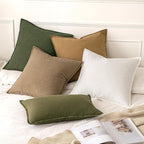 MIULEE Decorative Linen Euro Sham Pillow Covers 28x28 Inch Khaki | Boho - Image 5