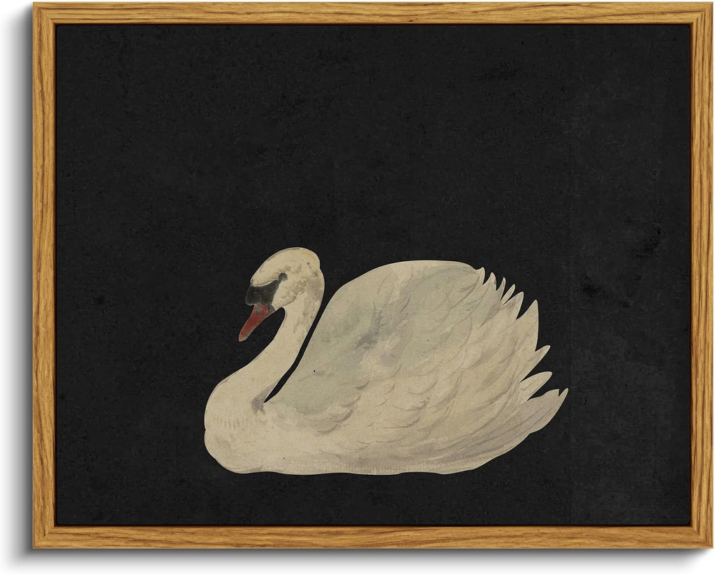 VIYYIEA Framed Canvas Wall Art Home Decor Swan Art Wall Decorations Prints Grace Swan Painting Pictures Rustic Bathroom Wall Decor Farmhouse Home Decor for Living Room Bedroom Office Decor 8x10in