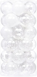 Sea Team Shatterproof Clear Plastic Christmas Ball Ornaments Decorative Xmas Balls Baubles Set with Stuffed Delicate Decorations (60mm/2.36 inch 30-Pack, White)