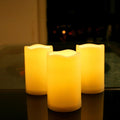 CANDLE CHOICE Waterproof Outdoor Battery Operated Flameless Candles with Remote Timer Plastic Flickering Fake Electric LED Pillars for Lantern Garden Wedding Christmas Decorations 3x5 Inches 3 PCS