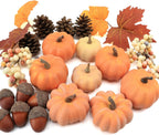 22 PCS Pumpkin Decor - Fall Decorations Plastic Pumpkins for Autumn Decorating Kit Halloween Thanksgiving Party Supplies