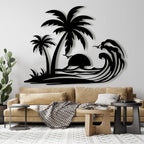Palm Tree Metal Wall Decor,Palm Tree Metal Wall Art,Metal Palm Tree,Metal Palm Tree Wall Decor,Tropical Metal Wall Art,Beach Wall Decort,Metal Wall Decor (style 1,black,31 L" x 25 W" / 80 x 63 cm)