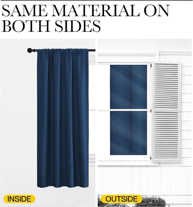 NICETOWN Blackout Curtains for Living Curtains, Moroccan Blue, 52 by 63 Inch - Image 5