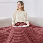 BEDELITE Striped Fleece Throw Blanket, Brick Dust, Soft Cozy, Lightweight Warm - Image 3