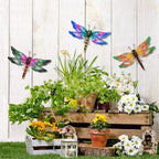 Metal Dragonfly Wall Decor, 3 Pack Colorful Dragonfly Outdoor Decor, Metal Outdoor Wall Art for Garden, Patio, Yard, Fence, Outside