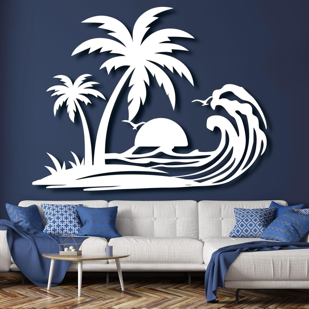 Palm Tree Metal Wall Decor,Palm Tree Metal Wall Art,Metal Palm Tree,Metal Palm Tree Wall Decor,Tropical Metal Wall Art,Beach Wall Decort,Metal Wall Decor (style 1,black,31 L" x 25 W" / 80 x 63 cm)