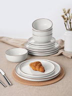 Famiware Mercury 24 Pieces Dinnerware Sets, Plates and Bowls Sets for 8, Microwave and Dishwasher Safe Dish Set, White