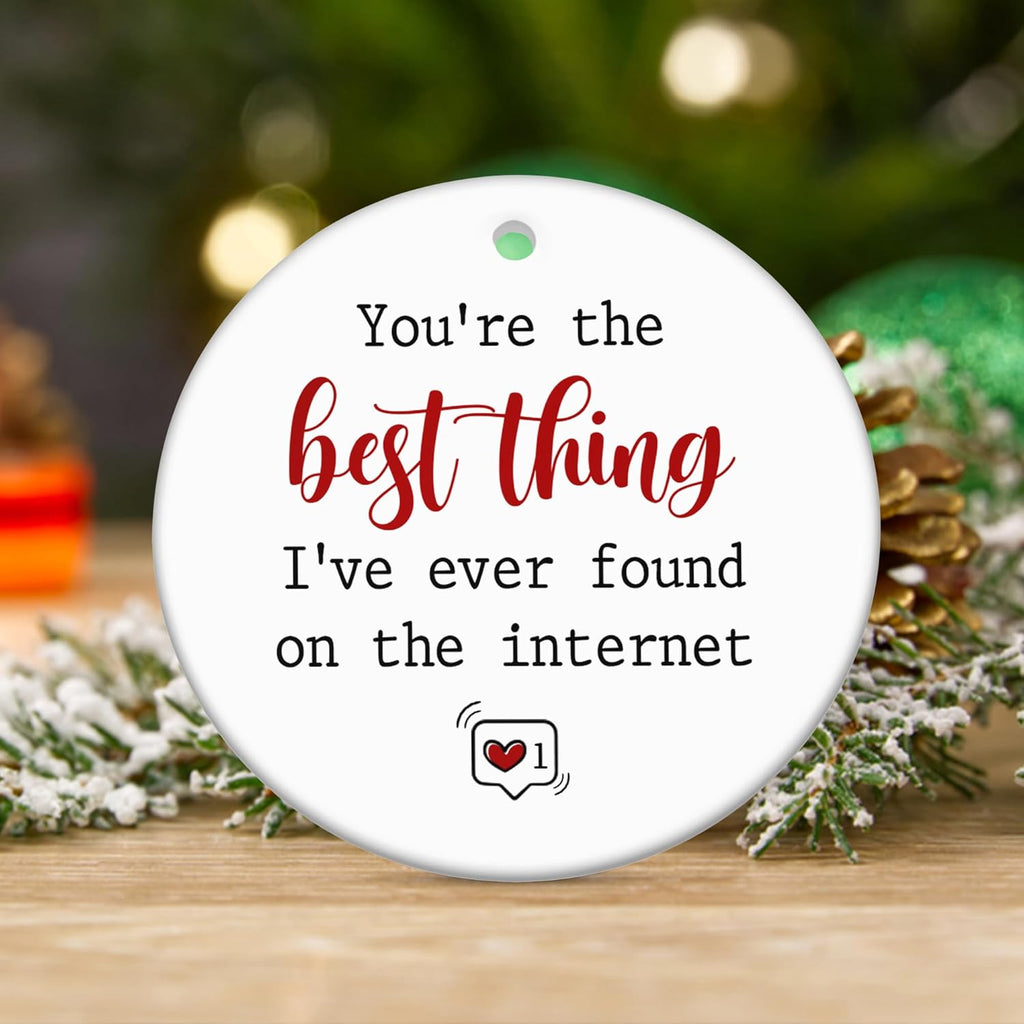 TEEZWONDER Couple Gifts for Men, Women - Christmas Ornaments 2024, Anniversary, Birthday Gifts for Him, Her, Long Distance Relationship Gift for Couples - Christmas Decorations Ceramic Ornaments