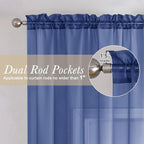 Royal Blue Sheer Curtains 78 Inches Long 2 Panels Set, Privacy Light Filtering - Image 5