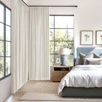 MIULEE Beige White Pinch Pleated 100% Blackout Linen Curtains 40x63 Inches | - Image 2