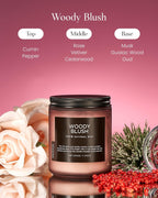 M&SENSE Woody Blush - Rose Vetiver Scented Candles 7.05oz 50 Hour Long Lasting Burn Non Toxic Natural Luxury Candle Gifts for Women，Aromatherapy Gifts for Relaxing Spa