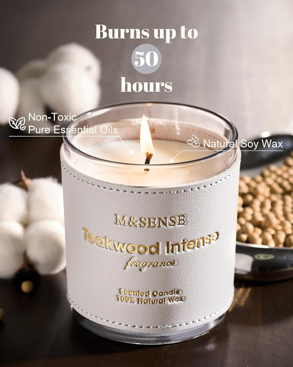 M&SENSE Mint Lavender Scented Soy Candles - Vegan, Heavy Scented, No Toxin Relaxing Candles for Stress Relief, 10oz 42-Hour Burn Time, Housewarming Gift for Women Man