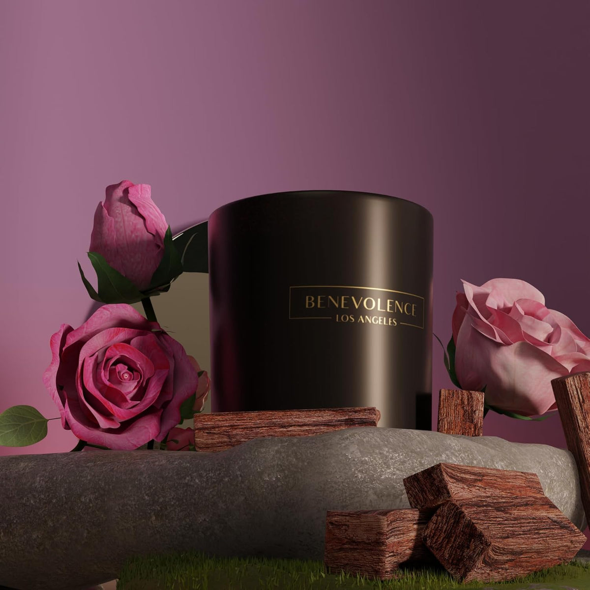 Benevolence LA 3 Wick Candle, Rose & Sandalwood Large Scented Candle | Soy Candles | Gifts for Women and Men | Home Fragrance | Aromatherapy | Bathroom Freshener 14.5 Oz, 45 Hour Burn