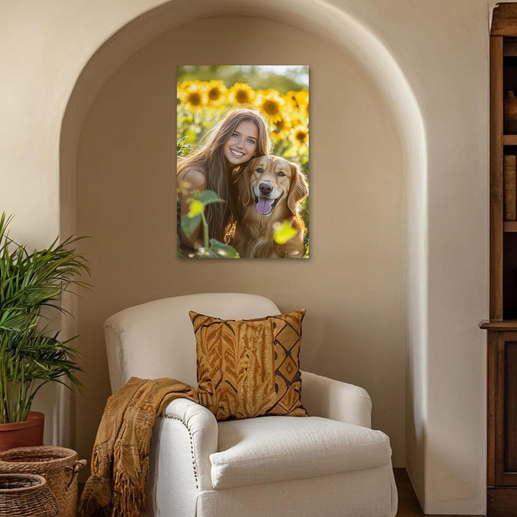 Personalized Photo Canvas Print Wall Art Custom Canvas Prints with Your Photo Customized Canvas Picture Frame Gifts for Pet Baby Family Mom Dad Men Women Couple Boyfriend Girlfriend