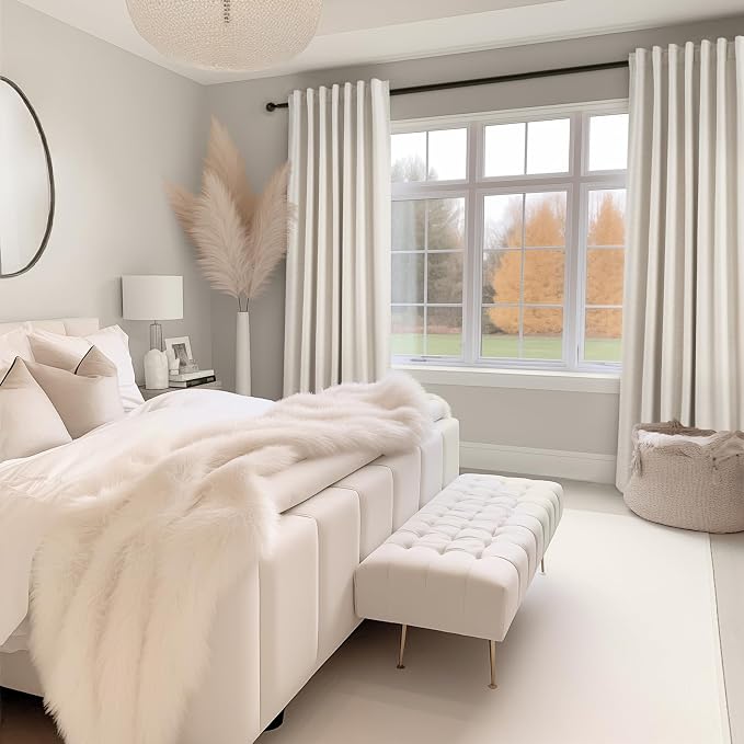 Topfinel 94 Inches Long Custom Ceiling Cream White Blackout Beige Curtains - Image 7