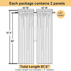 Light Green Sheer Curtains 96 Inches Long 2 Panels, Modern Light Filtering - Image 3