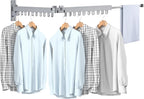 Bakala Clothes Drying Rack, Laundry Drying Rack Foldable, Heavy-Duty Space Saving Hangers, Wall Mounted Clothing Racks for Laundry Room Organization, Folding, Retractable 64" Clothes Dryer (Silver)