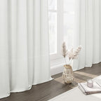 Off White Linen Curtains 96 Inches Long 2 Panels Set Back Tab Rod Pocket Semi - Image 6