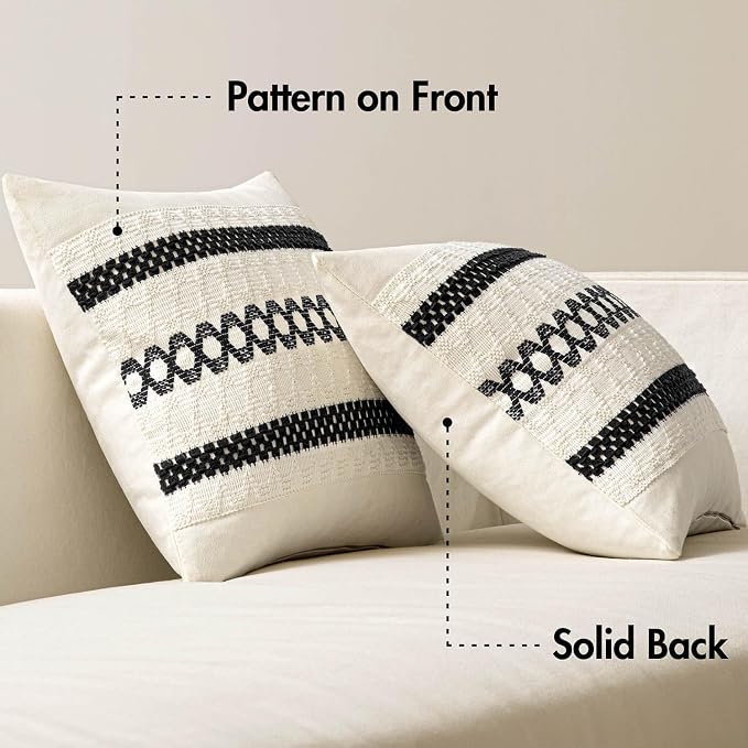 MIULEE Set of 2 Black Boho Decorative Pillow Covers 18x18 Inch | Farmhouse - Image 6