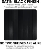 Homeforia Floating Black Shelf 42 inch, High End Solid Real Wood 42 inches Long Floating Shelves for Wall, Black Wooden 42inch Large Floating Shelves, Heavy Duty Bracket, 42 X 6.5 X 1.75 in, Set of 2