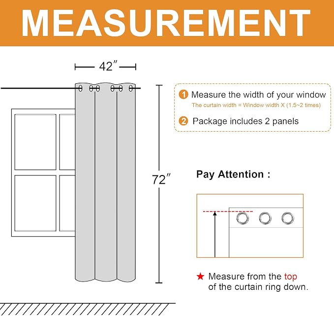 Room Darkening Curtains for Bedroom 2 Panels Greyish White, Energy Saving - Image 7