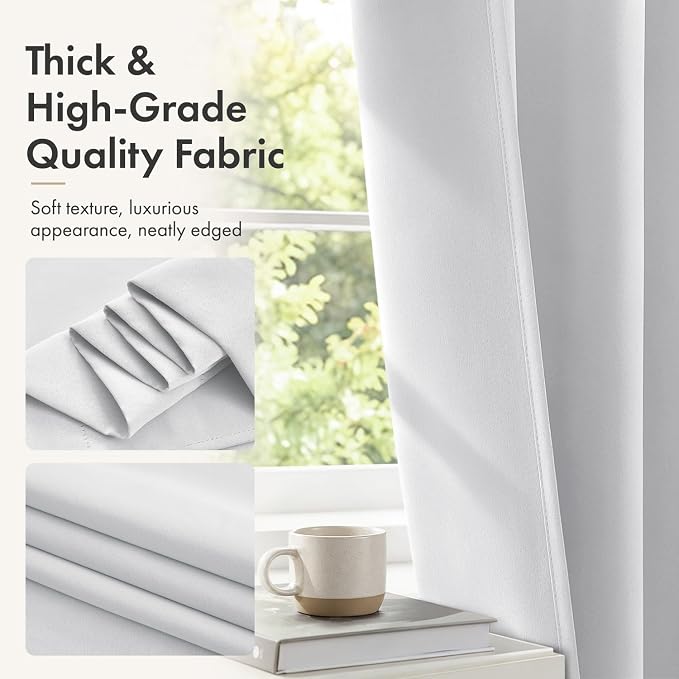 MIULEE 4-Panel 36 Inch Blackout Kitchen Tier Curtains Over Sink Creyish White - Image 6