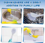 Hsei 10 Pcs Blue Kitchen Scrub Dish Brush Bulk with 11 Inch Anti Slip Handle Cleaning Dish Scrubber with Stiff Bristles Washing Scrub Brushes for Housekeeping for Pots and Pans, Kitchen Sink