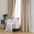 MIULEE Velvet Curtains 52x90 inches 2 Panels Cream Beige Blackout Curtains | - Image 7