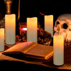 Flameless Battery Operated Led Candles-Set of 9(H 4" 5" 6" 7" 8" 9" x D 2.2") Real Wax Flickering Pillar LED Electric Candles with 10-Key Remote and 24 Hours Timer Ivory