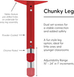 Factory Direct Partners FDP Rectangle Activity School and Classroom Kids Table (24 x 72 inch), Chunky Toddler Legs, Adjustable Table Height 15-24 inches - Maple Top and Red Edge