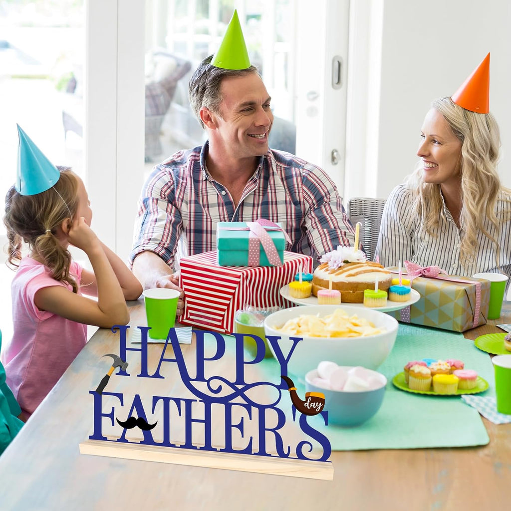 COCHIE Metal Happy Father's Day Sign, Fathers Day Decorations for Home, Shelf, Mantel, Indoor, Table Top Party Decoration, Fathers Day Gift for Dad from Daughter Son (Father's Day)