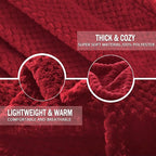 Exclusivo Mezcla Soft Waffle Fleece Bed Blanket Twin XL Size, Deep Red | - Image 7